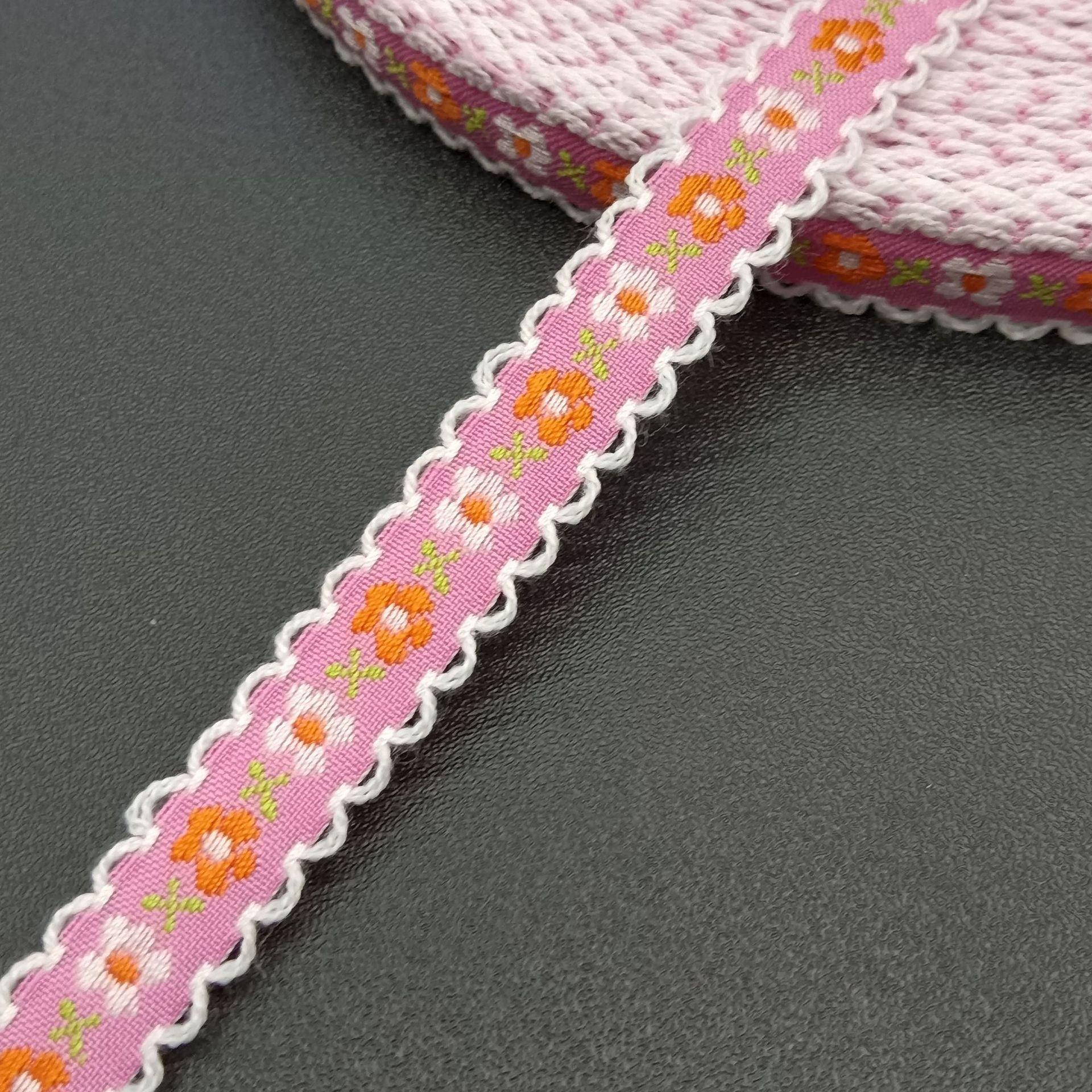 现货名族风提花织带沟边锁边彩带服装辅料1CM2CM宽名族带波浪边带详情14