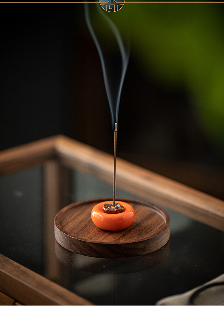 Creative ceramic incense stick, small persimmon tea pet decoration, home incense burner, incense holder, wishing you all the best pic 16