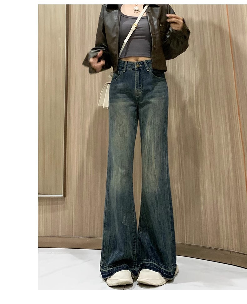 复古微喇牛仔裤女2024年新款高腰显瘦不贴腿休闲阔腿喇叭裤子春秋详情6