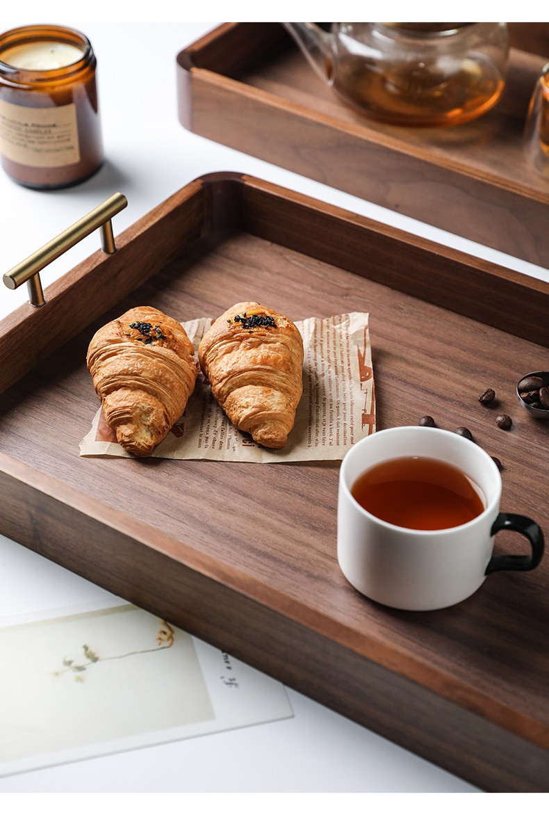 黑胡桃木茶杯盘木托盘 家用木制茶水杯托盘 木质餐具盘面包盘酒店详情17