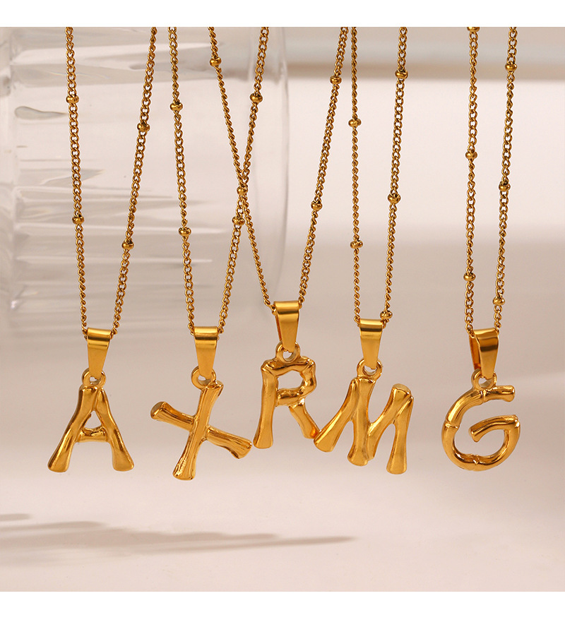 欧美时尚流行不锈钢26字母项链ins风小众设计百搭竹节字母锁骨链详情5