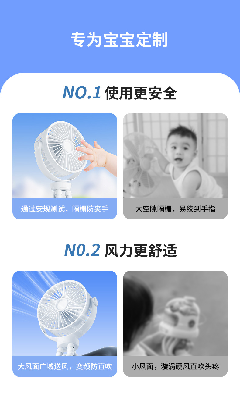 跨境户外婴儿车八爪鱼风扇usb桌面折叠手持迷你小便携式详情8