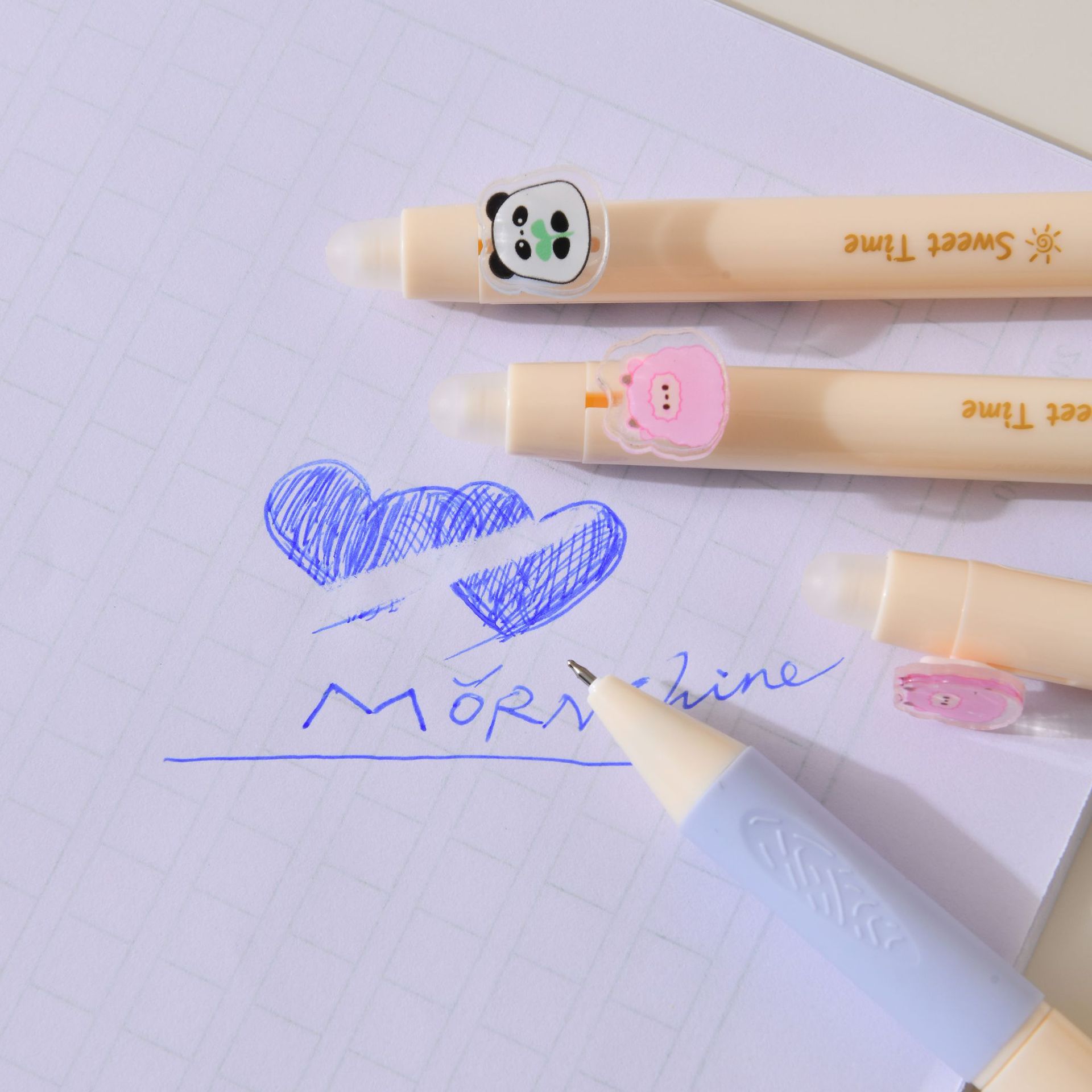 创意熊猫卡通速干可擦笔学生中性笔高颜值办公学习文具贴纸详情15