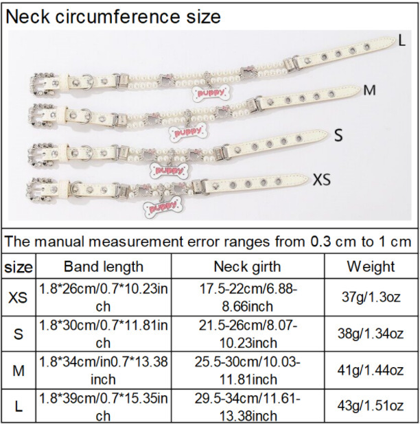 New pet beaded large bone pendant collar, small cat and dog simulation pearl water diamond cat head beaded cat chain necklaces pic 10