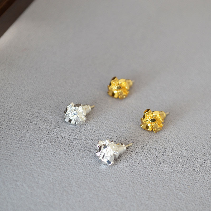 如钻一般闪耀金属光泽不规则晶簇芽简约黄铜镀金镀银925银针耳钉详情10