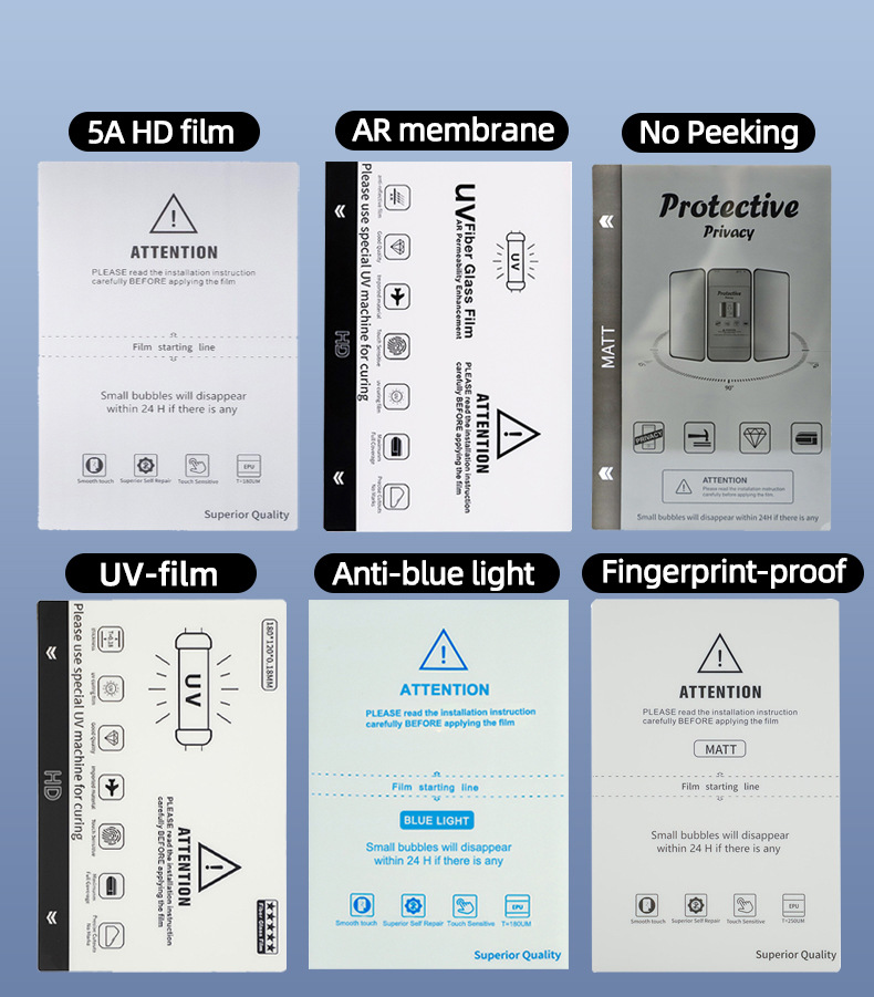 Wholesale free-cut mobile phone film, water-condensing film, cutting film, frosted anti-peeping blue light solid film, special film for cutting machine pic 6