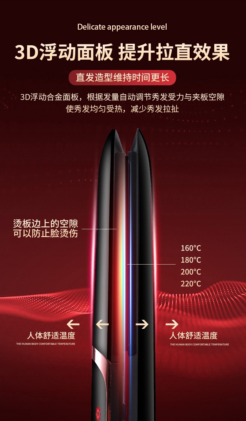 跨境新款专业刘海夹板不伤发干湿两用发廊理发店电夹板直发器M141详情10
