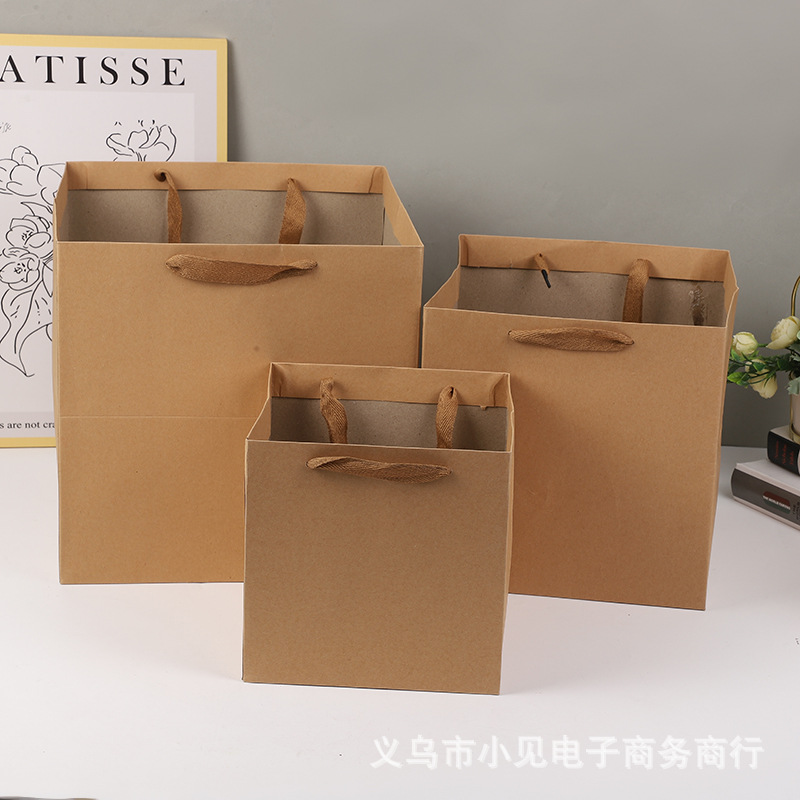 Square gift bags, flower tote bags, cake bags, thick packaging bags, large bouquets, kraft paper bags, gift bags pic 5