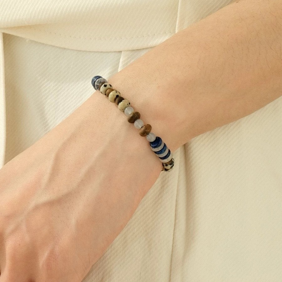 子XI家回声木珠手链新中式简约大气董洁同款度假风蓝白色串珠手链详情7