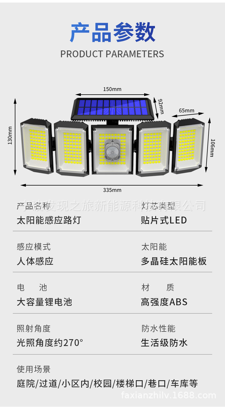 Cross-border new solar lamps, outdoor garden lamps, human-sensing garage street lamps, household fence solar wall lamps pic 18