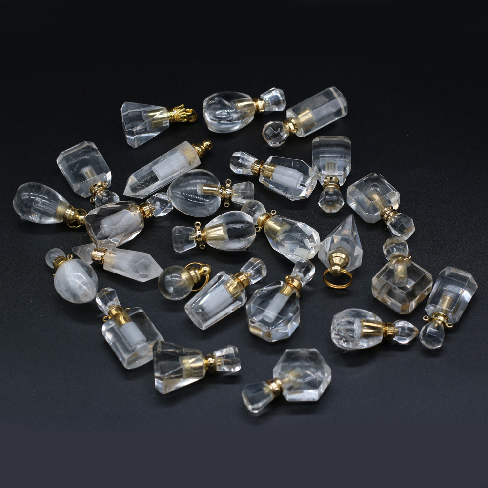 Exquisite natural semi-precious stone perfume bottles, white crystal, various shapes, DIY accessories, fashionable and exquisite wholesale production pic 36