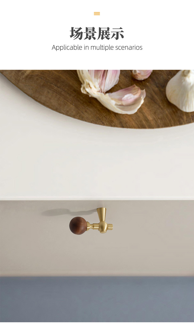 Factory direct sales of black walnut wood retro Chashi-style cabinet door handles, ancient-style solid copper wardrobe door handles pic 6