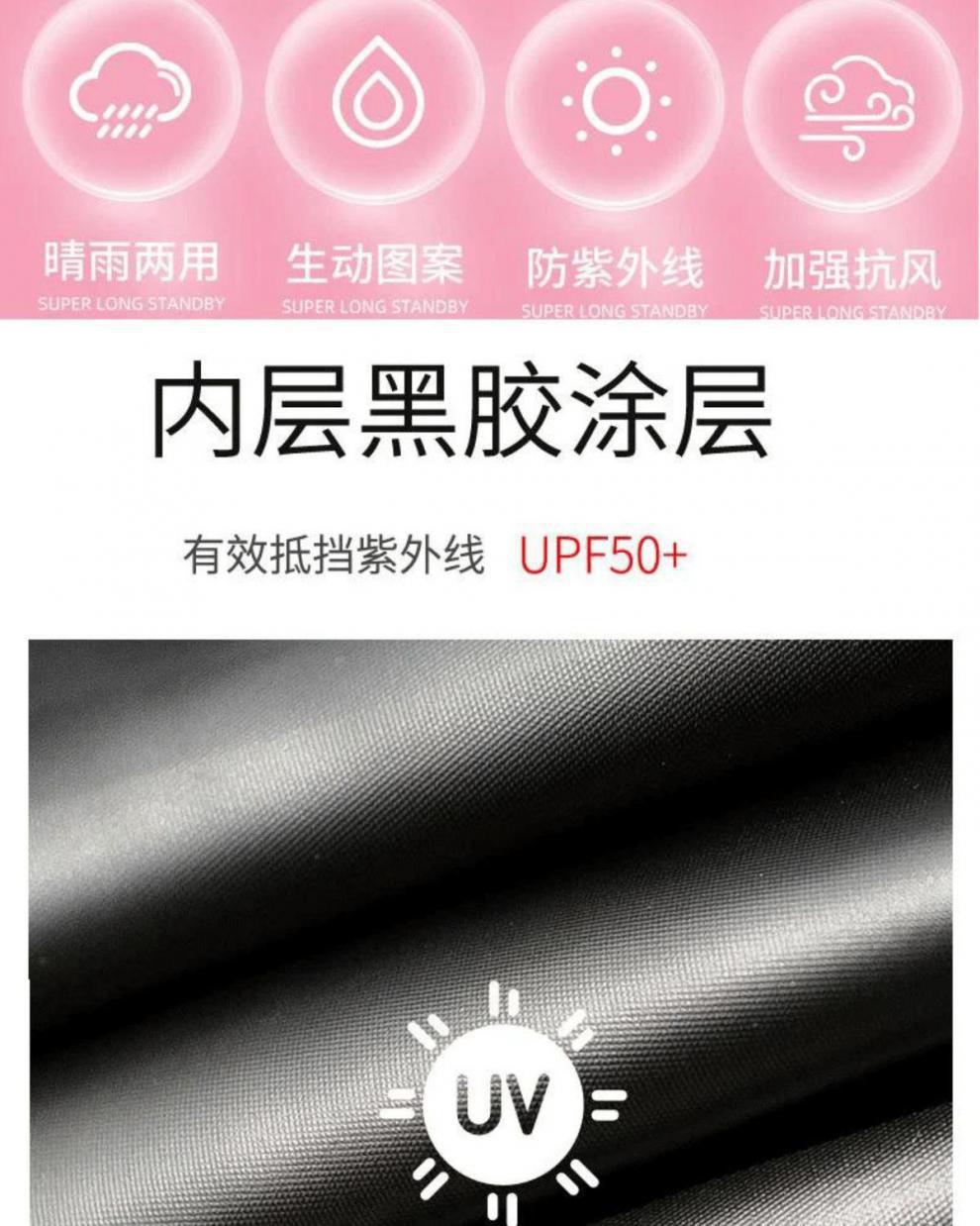 刺绣双层黑胶防晒少女心蕾丝全自动防紫外线晴雨两用遮阳太阳伞详情14