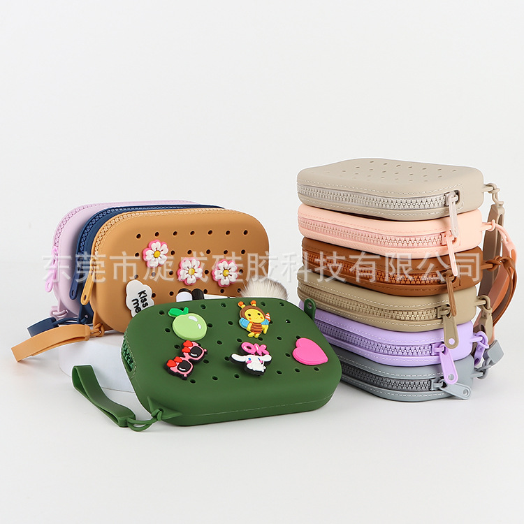 新款硅胶小椭圆零钱包化妆包DIY装饰洞洞硅胶收纳包diy洞洞装饰包详情7