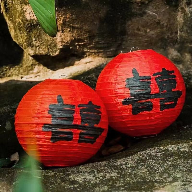 结婚红色喜字灯笼中式婚礼树挂摆件新娘拍照道具布置装饰挂件批发详情7