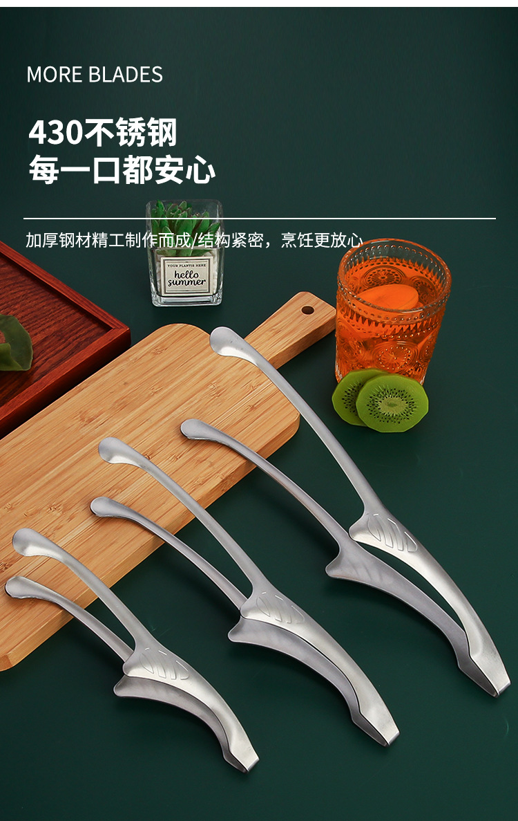 不锈钢烧烤夹韩式烤肉夹子食用牛排夹家庭自助餐烤肉夹加长面包夹详情6