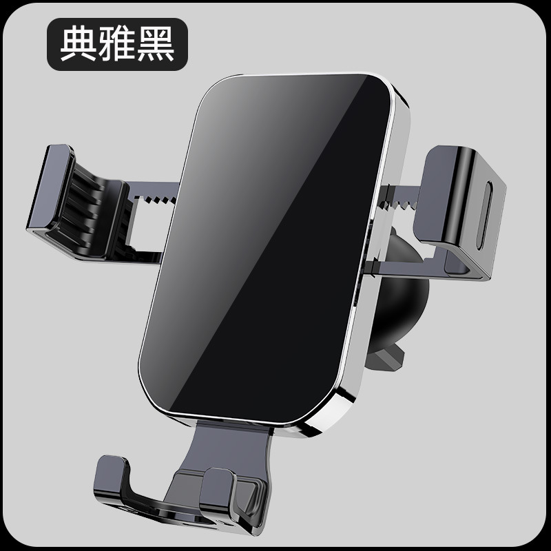 YC12 Gravity Phone Stand (Mirror surface + Hook) Metal Lock Hook Air Outlet Car phone stand, car gravity phone stand, car air outlet phone stand clamp pic 12