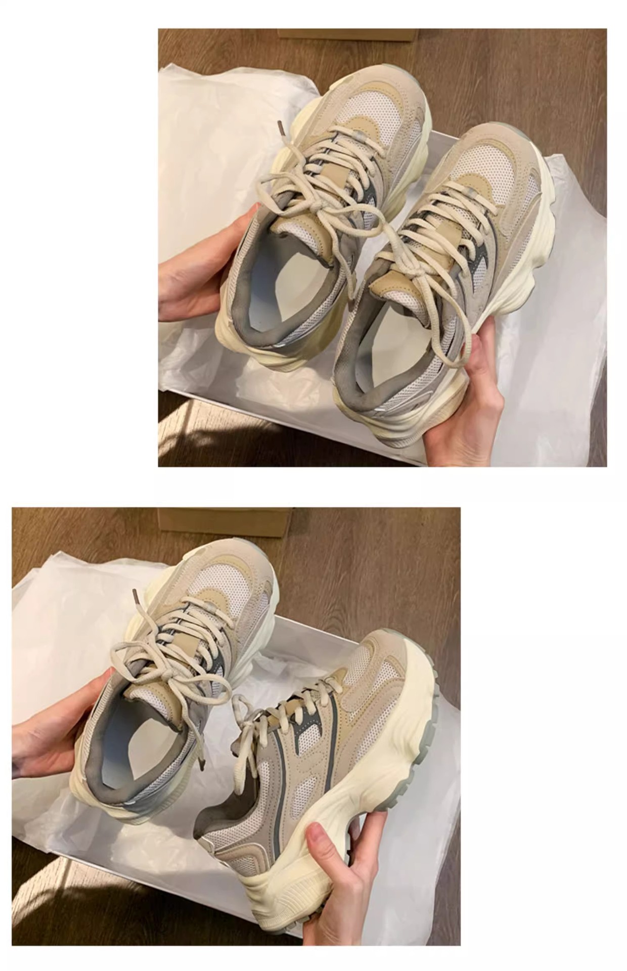 复古厚底灰色老爹鞋女款2025春季新款网面透气显脚小休闲运动鞋子详情25