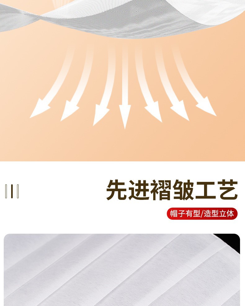 一次性厨师帽无纺布厨师帽纸帽高帽子中帽低帽条形帽加厚工作帽子详情11