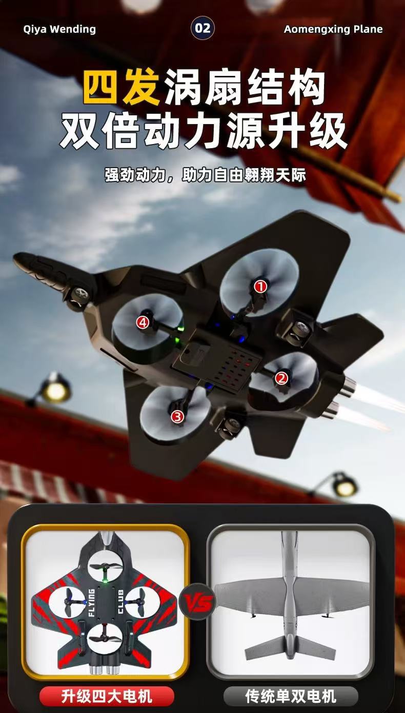 Cross-border customized remote-controlled foam aircraft, unmanned aerial vehicles, suspended flight, fixed-altitude rolling fighter jets, stunt toys pic 6