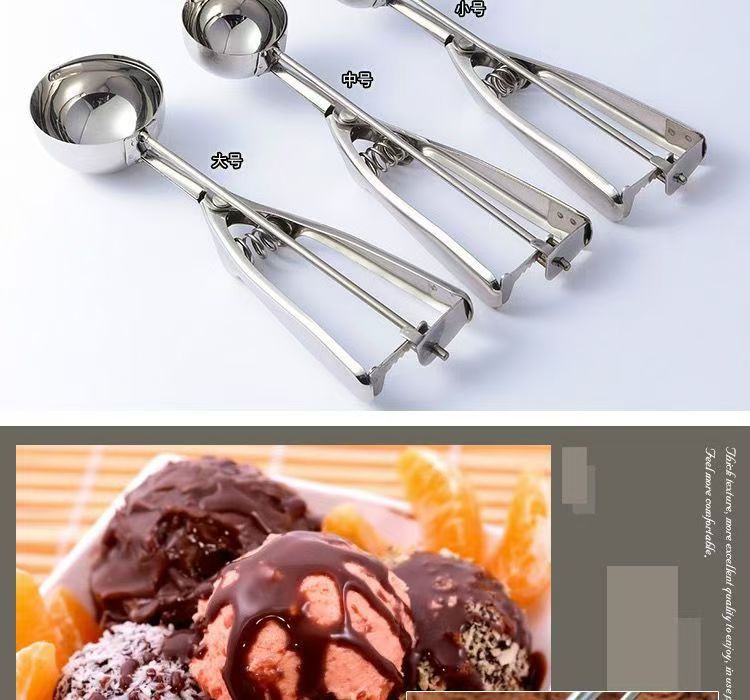 跨境爆款冰激凌勺加厚不锈钢雪糕铲冰淇淋挖球勺水果挖球器可定制详情3