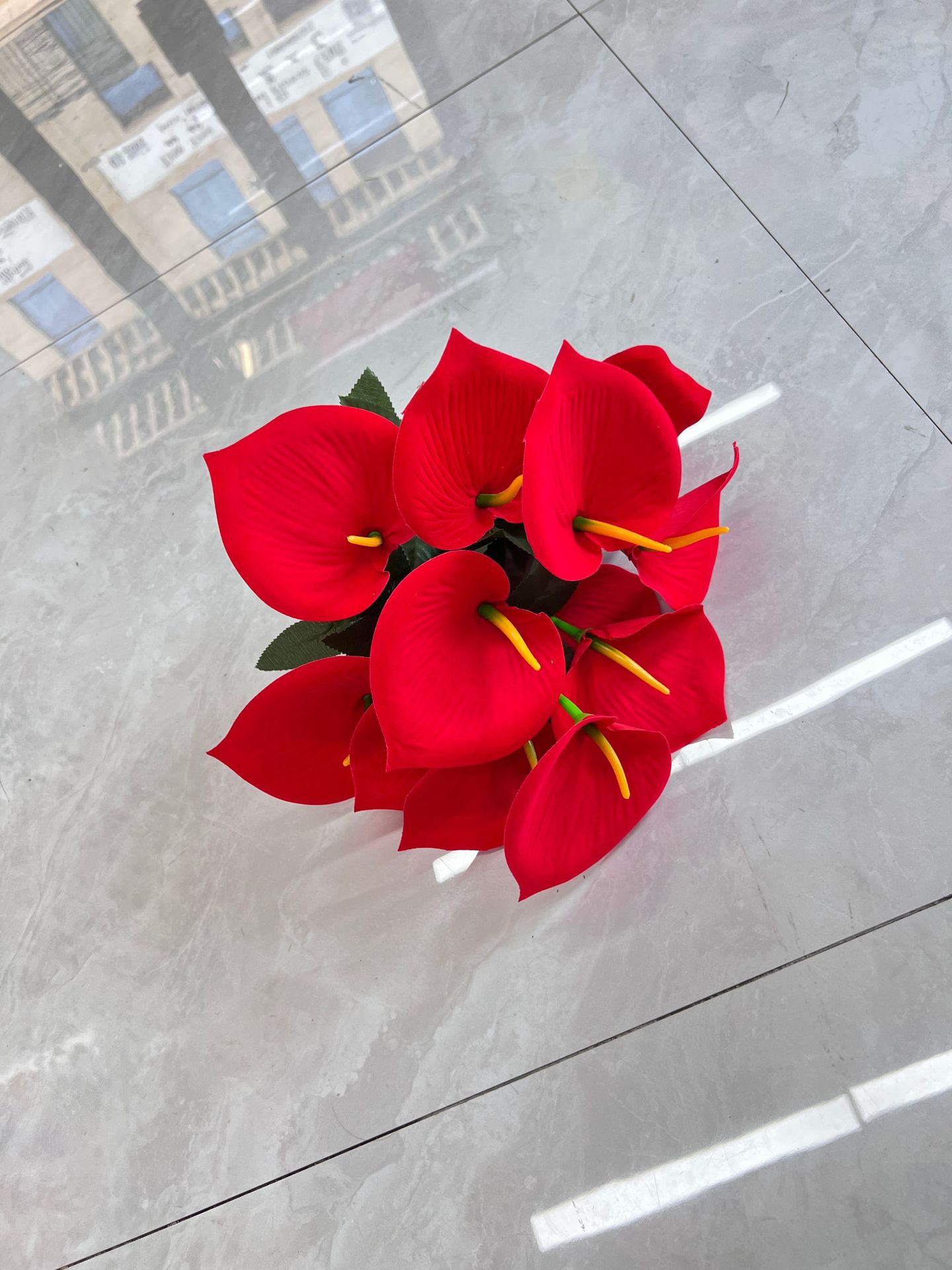 新款仿真12头绒布马蹄莲假花欧式家居客厅装饰室内外摆设绢花详情10