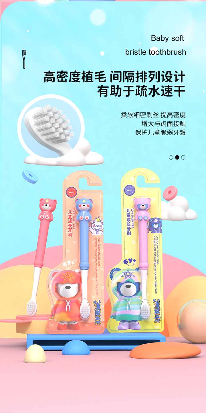儿童牙刷软毛家用3-6-9-12岁卡通杰米熊小头孩子细毛牙刷厂家批发详情19