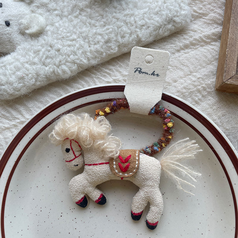 新款韩版秋冬布艺手作小马系发夹儿童侧边碎发刘海夹弹力马尾发圈详情7