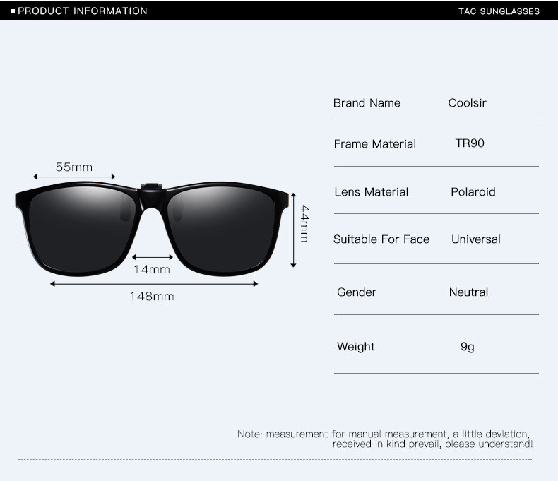 偏光太阳镜夹片翻式夹片 近视驾驶墨镜TR90男女夜视镜片 3019详情6
