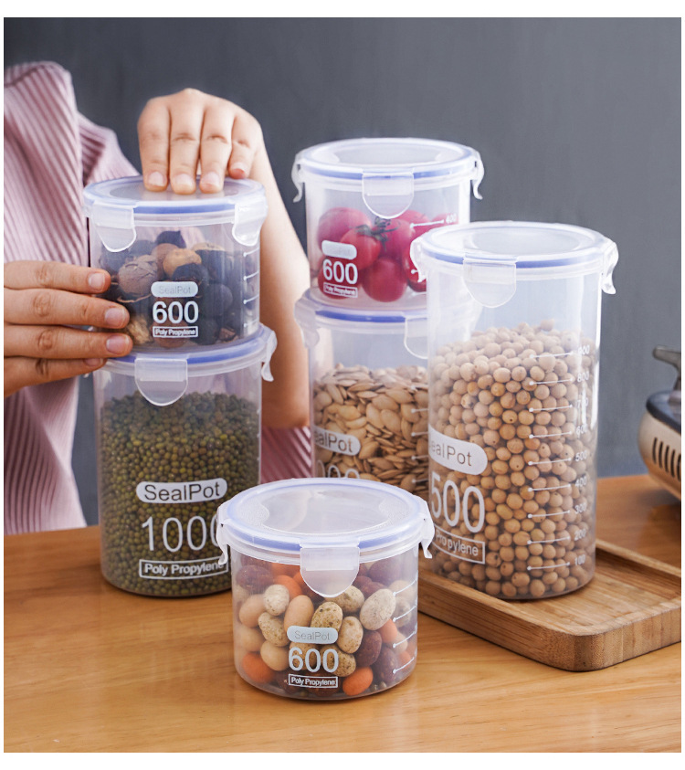 家用厨房收纳罐防虫防潮密封盒子零食干贝储物透明塑料罐保鲜盒详情2