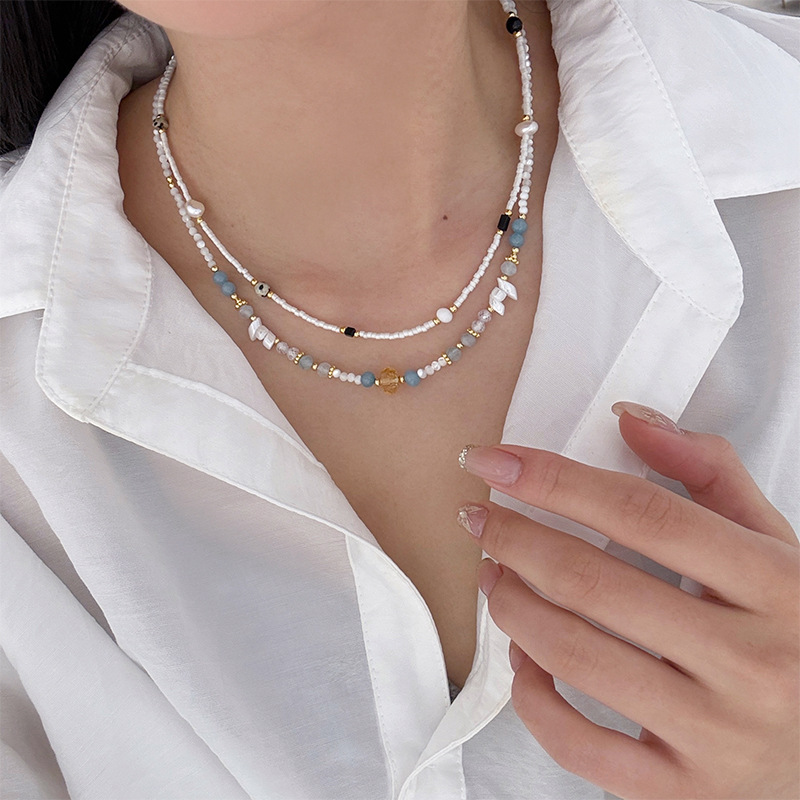 时尚清新精致高级感贝母淡水珍珠串珠项链轻奢小众气质叠戴锁骨链详情6