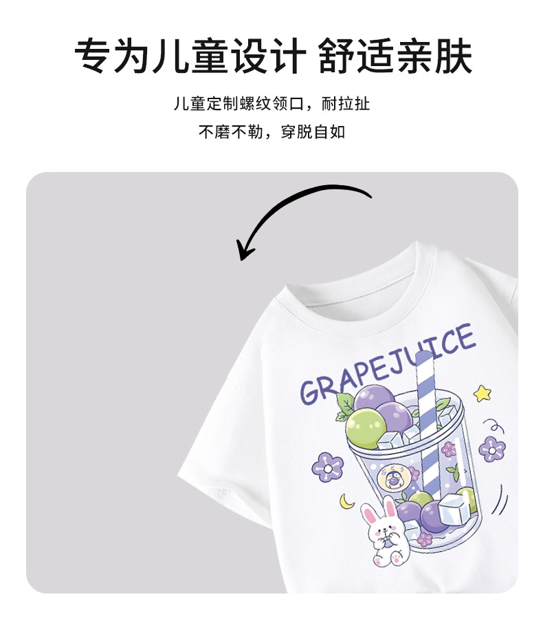 童装女童t恤夏季纯棉宽松版小女孩夏装儿童短袖韩版印花时尚上衣详情3