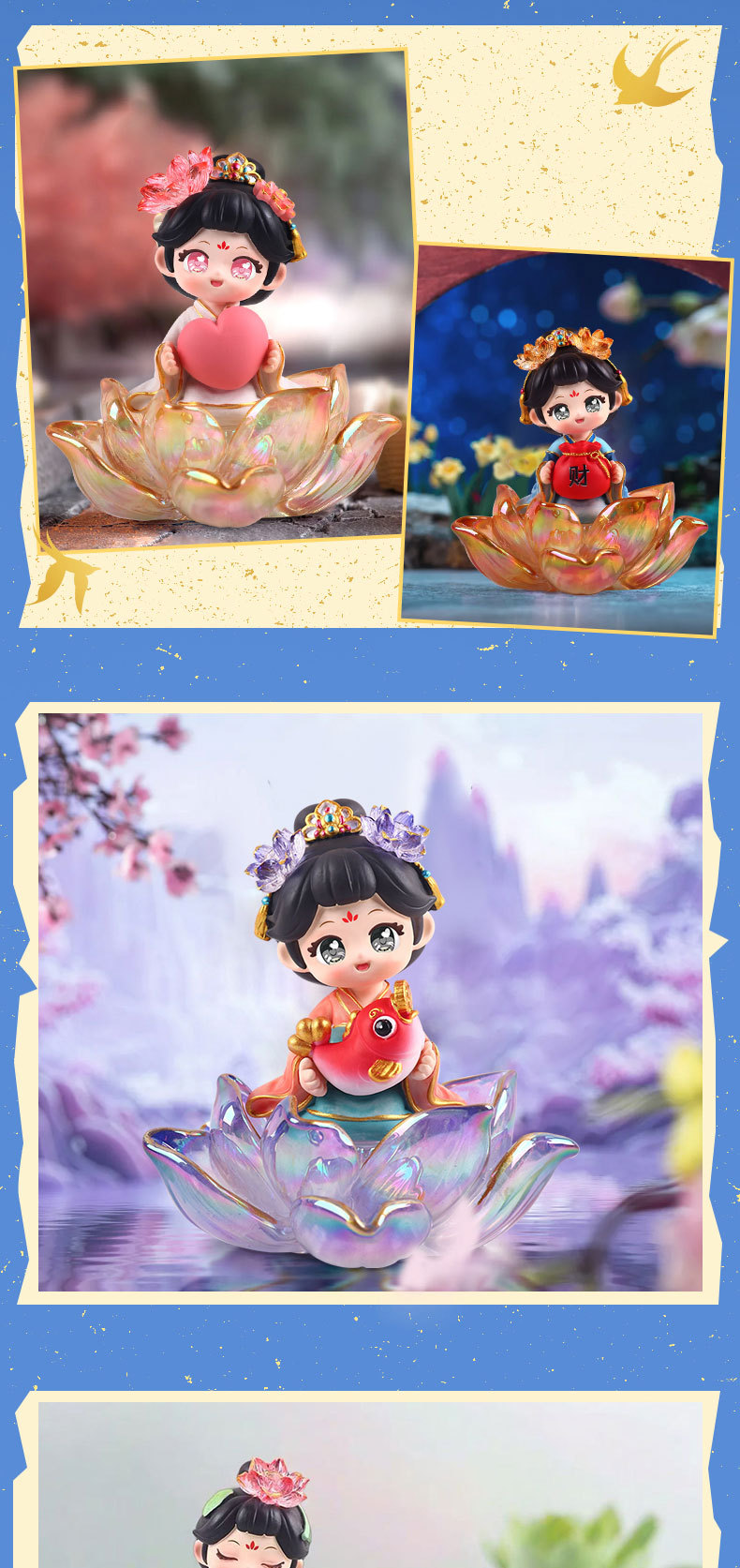 New creative ancient-style dreamy lotus fairy blind box, trendy girl figurine, home bedroom desktop handicraft small ornaments pic 6