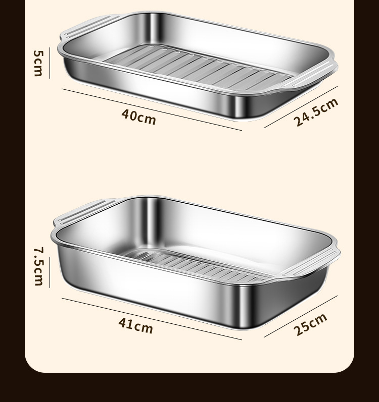 304 stainless steel grilled fish plate, rectangular household deep plate, induction cooker dry pot plate, commercial baking tray, thickened end plate pic 22