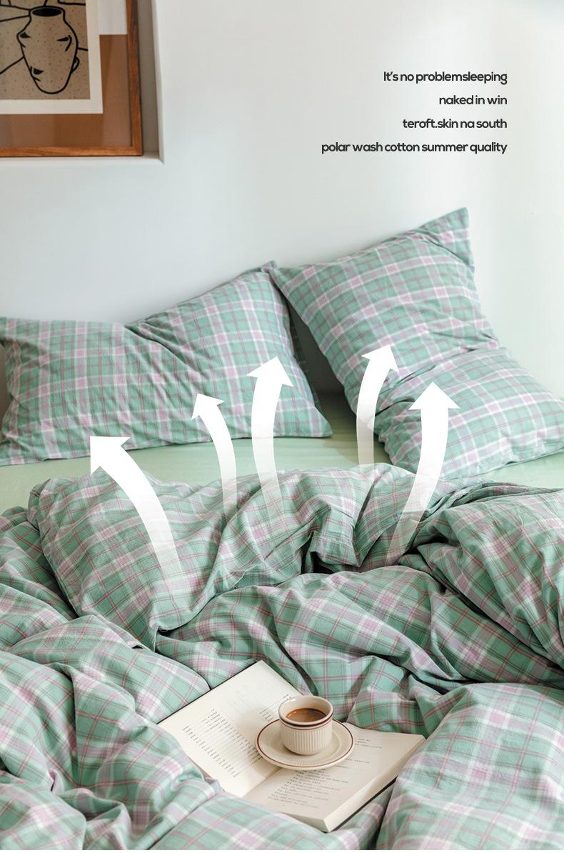 All-cotton yarn-dyed washed cotton four-piece set, pure cotton Muji manufacturer supplies bedding, duvet covers, Japanese quality bed covers wholesale pic 14
