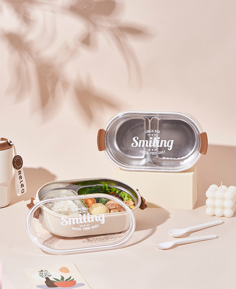 不锈钢饭盒外出野餐保鲜饭盒上班族大容量便当盒餐盒含叉勺可微波详情5