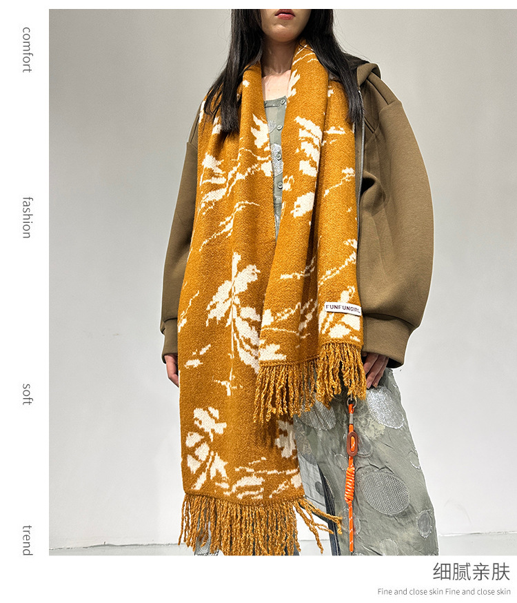 New Chinese-style wool tassel scarf for women 2024 autumn and winter, versatile, elegant and high-end shawl, thickened warm scarf pic 9