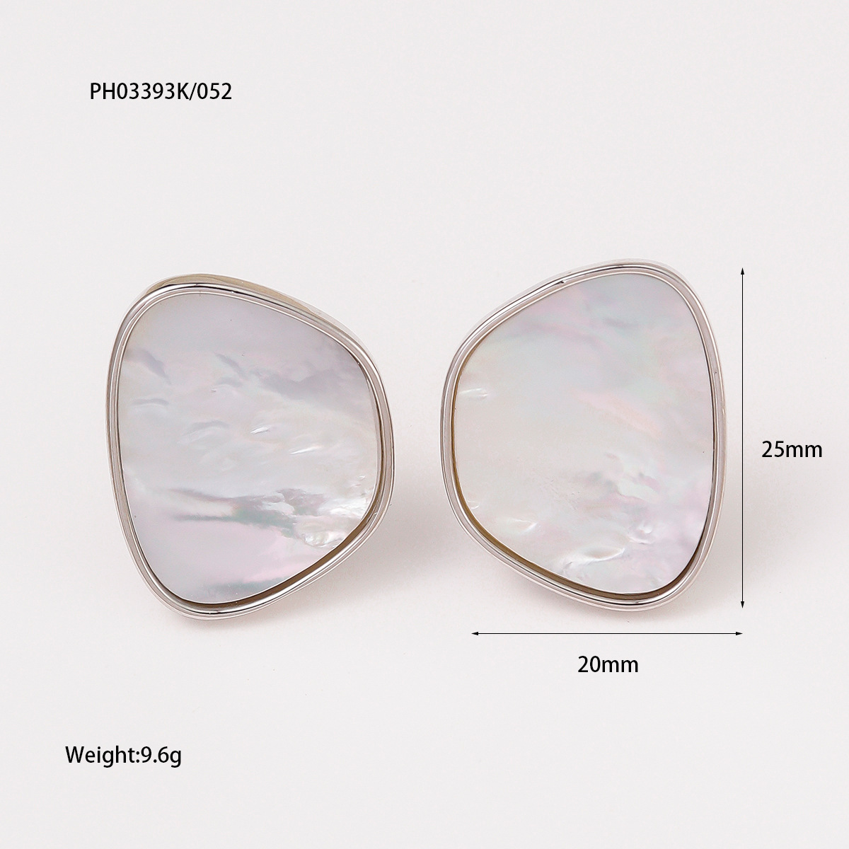 新款几何型天然贝壳耳钉高级感时尚精致复古夸张925银针气质耳饰详情2