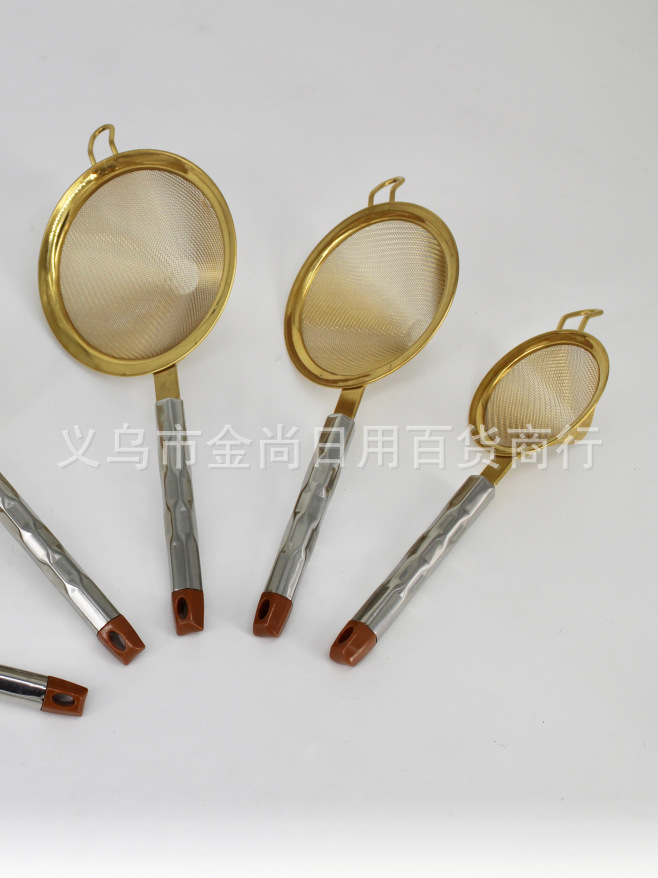 Household water cube steel handle conical deep mesh drain 304 stainless steel oil grid plate, fried chicken and French fries oil filter pic 3