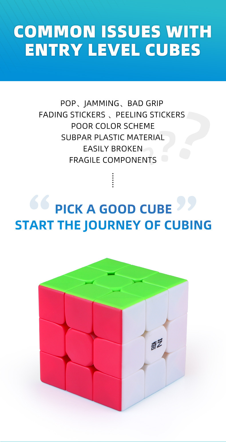Qiyi Rubik's color Cube奇艺勇士S彩色三阶魔方顺滑益智玩具定制详情5