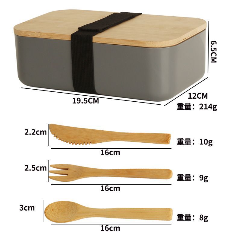 Wholesale of cross-border Japanese single-layer lunch boxes, wooden LIDS, plastic lunch boxes with tableware, and microwave lunch boxes for office workers pic 5