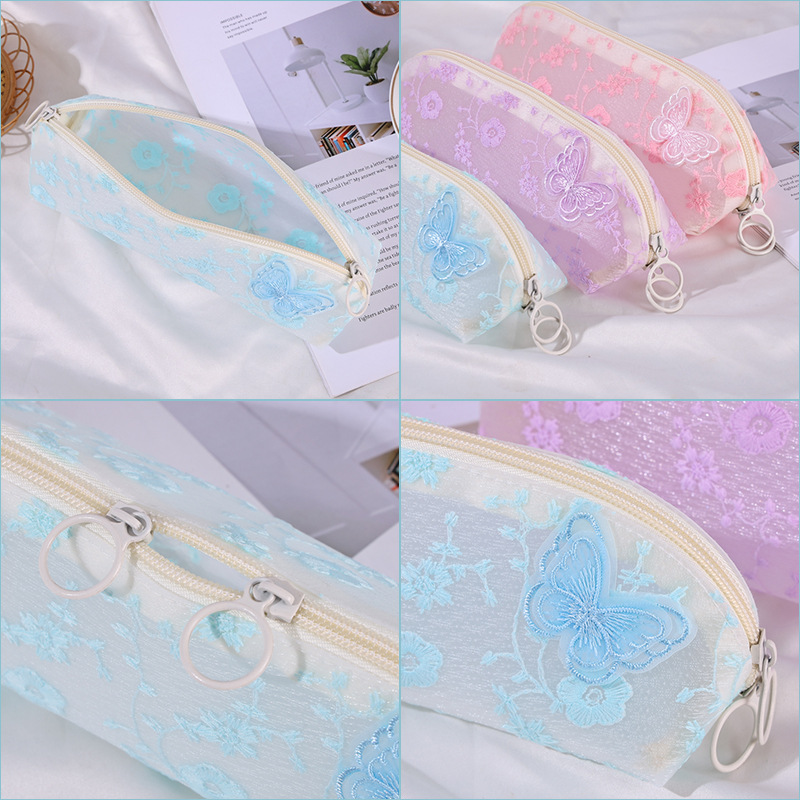 新中式国风刺蝴蝶绣磨砂笔袋轻奢铅笔盒文具盒2025学生女生收纳袋详情2