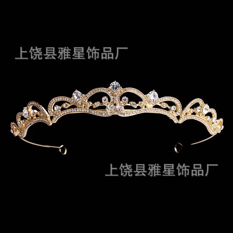 Nuevo estilo simple strass tocados de novia de alta gama de lujo aleación con diamantes corona novia aros de pelo vestido de novia accesorios de pelo pic 5