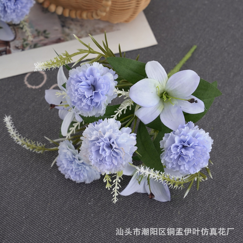 北欧仿真小玫瑰牡丹人造花家居装饰婚庆花墙洋甘菊花束详情12