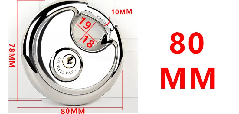Round stainless steel padlock, anti-crushing, anti-prying, anti-theft, car and warehouse door lock, horizontal opening lock head, outdoor waterproof lock pic 7