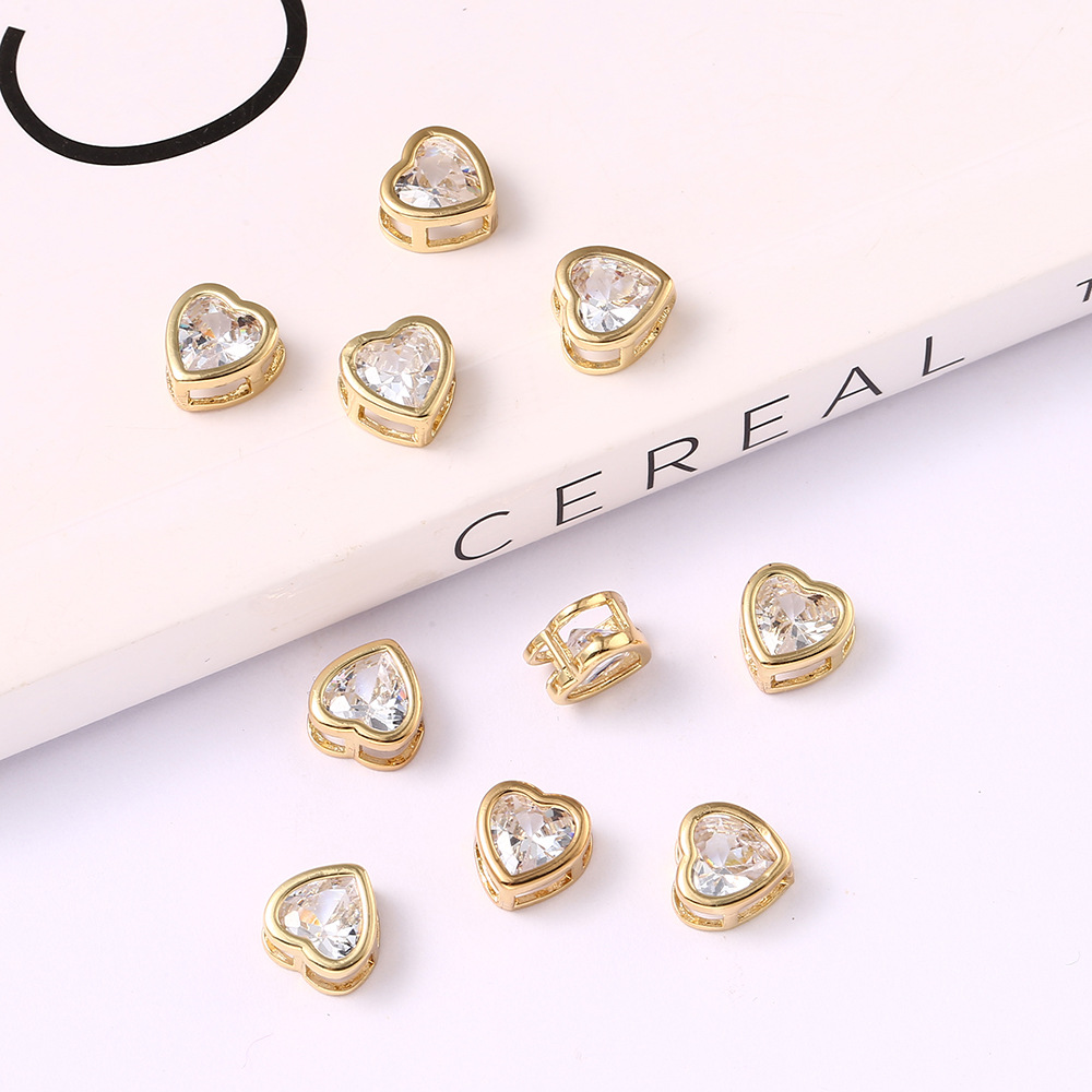 欧美镶金边锆石爱心水滴饰品配件DIY手链项链配饰 可拆卸洞洞鞋扣详情10