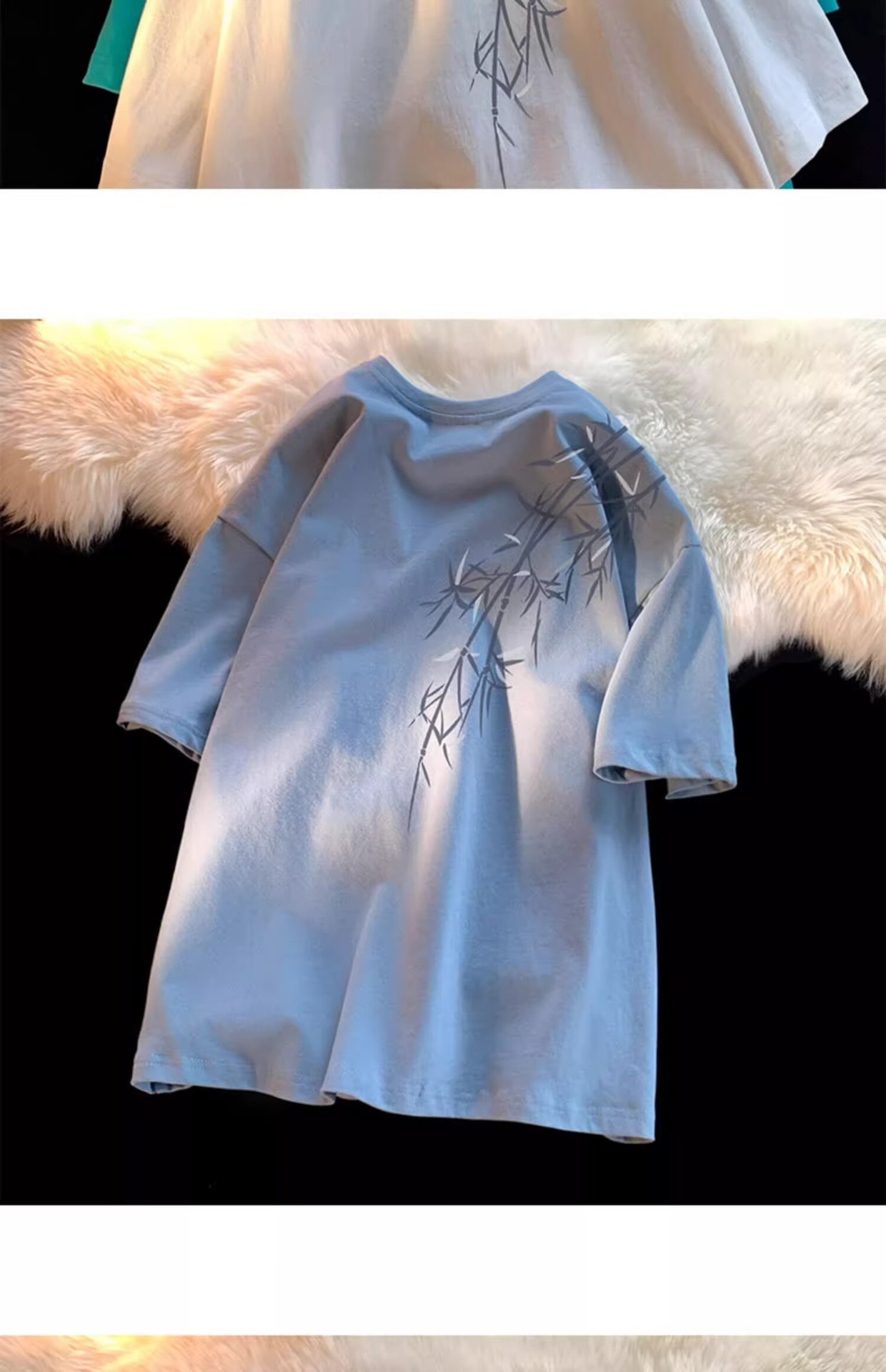 Pure cotton, new Chinese style, retro bamboo print short-sleeved T-shirt for men, summer trend, cool and stylish, loose round neck, half sleeve pic 10