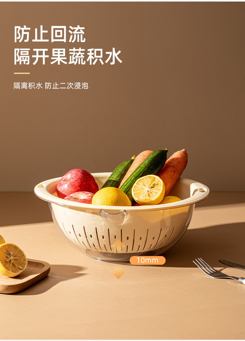 双层蔬菜洗菜盆沥水篮塑料水果盘滤水菜篓淘洗菜篮子双层核心热词详情9