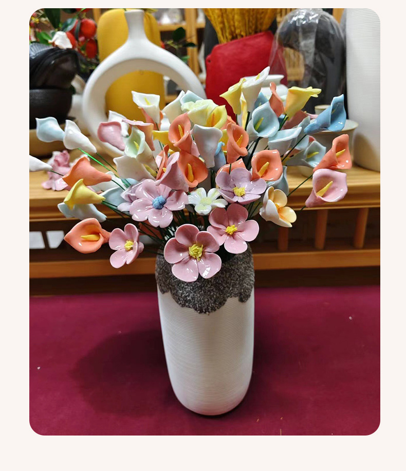德化手工捏瓷花仿真玫瑰小花朵花束景德镇陶瓷永生花工艺摆件批发详情16