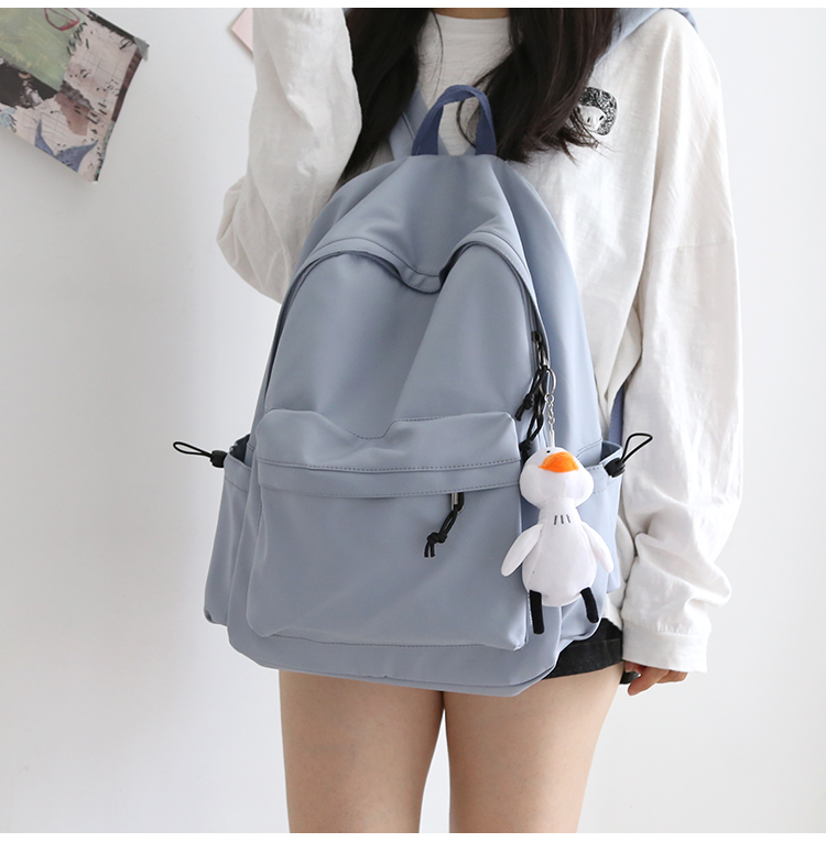 NR森系百搭纯色双肩包男书包女大学生韩版高中背包女双肩大小款详情11